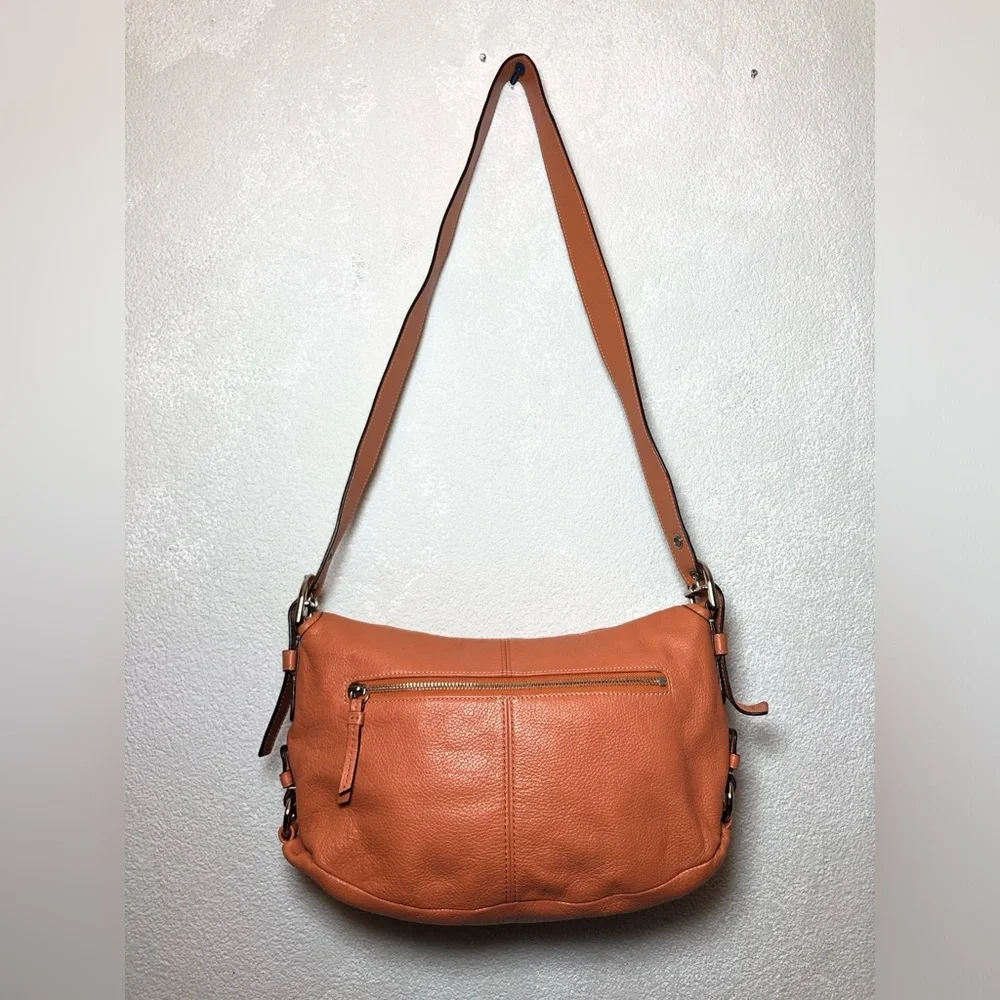 Coach Pebbled Leather Crossbody Shoulder Bag in Camel/Tan